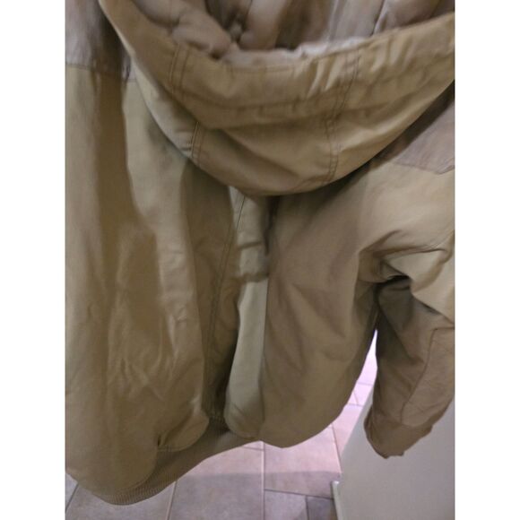 Southpole Thick Coat Adj Hood Lined Elbows Pockets SZ S Khaki Brown Zip & Button - Picture 2 of 14